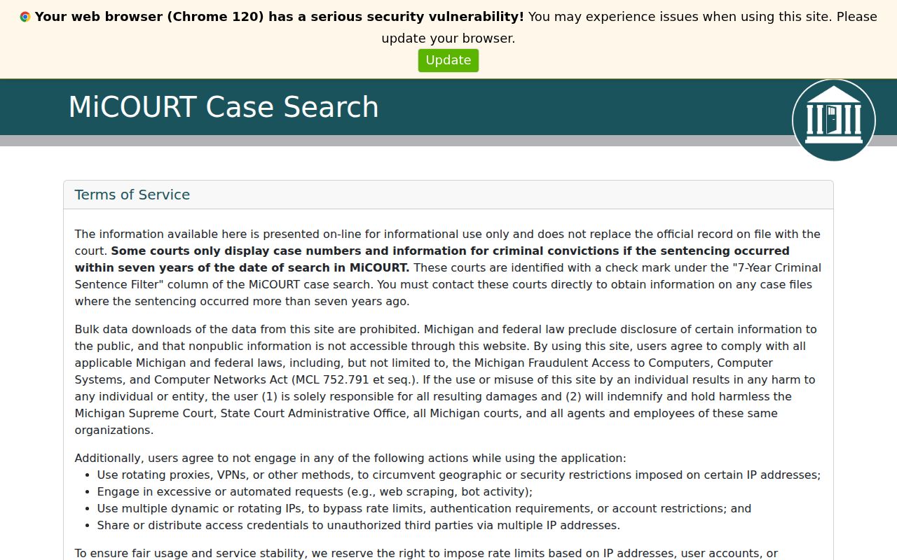Marquette criminal dockets statewide MiCOURT case search