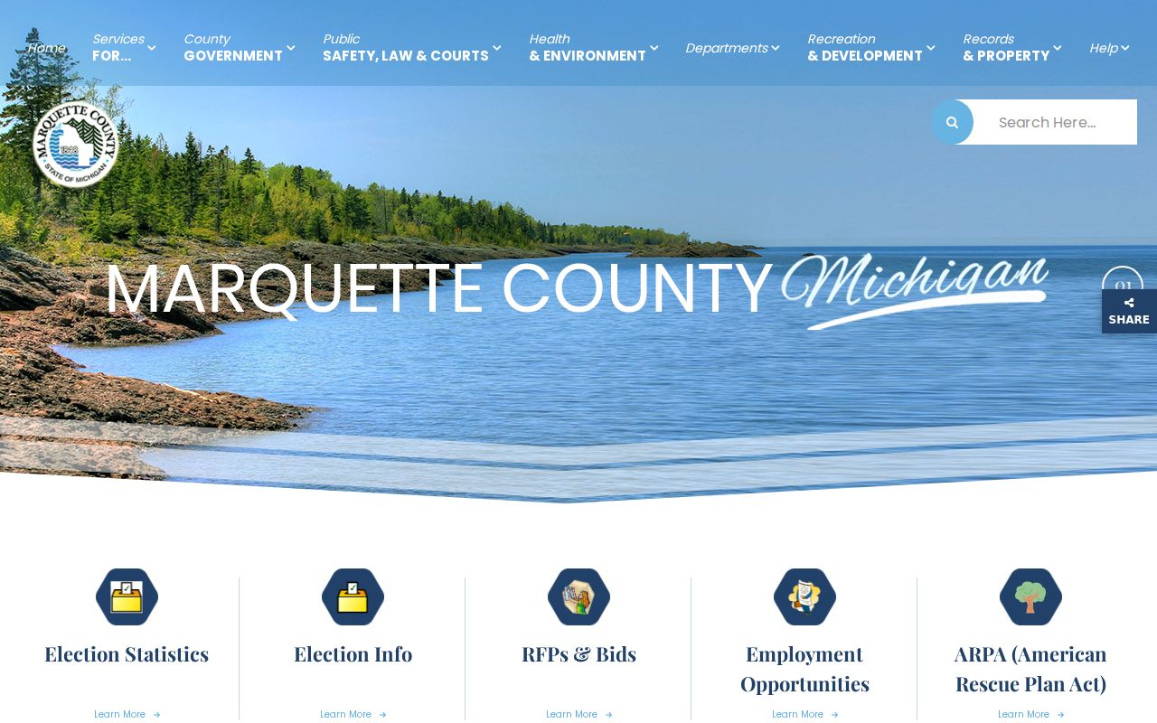 Marquette County court docket county navigation page