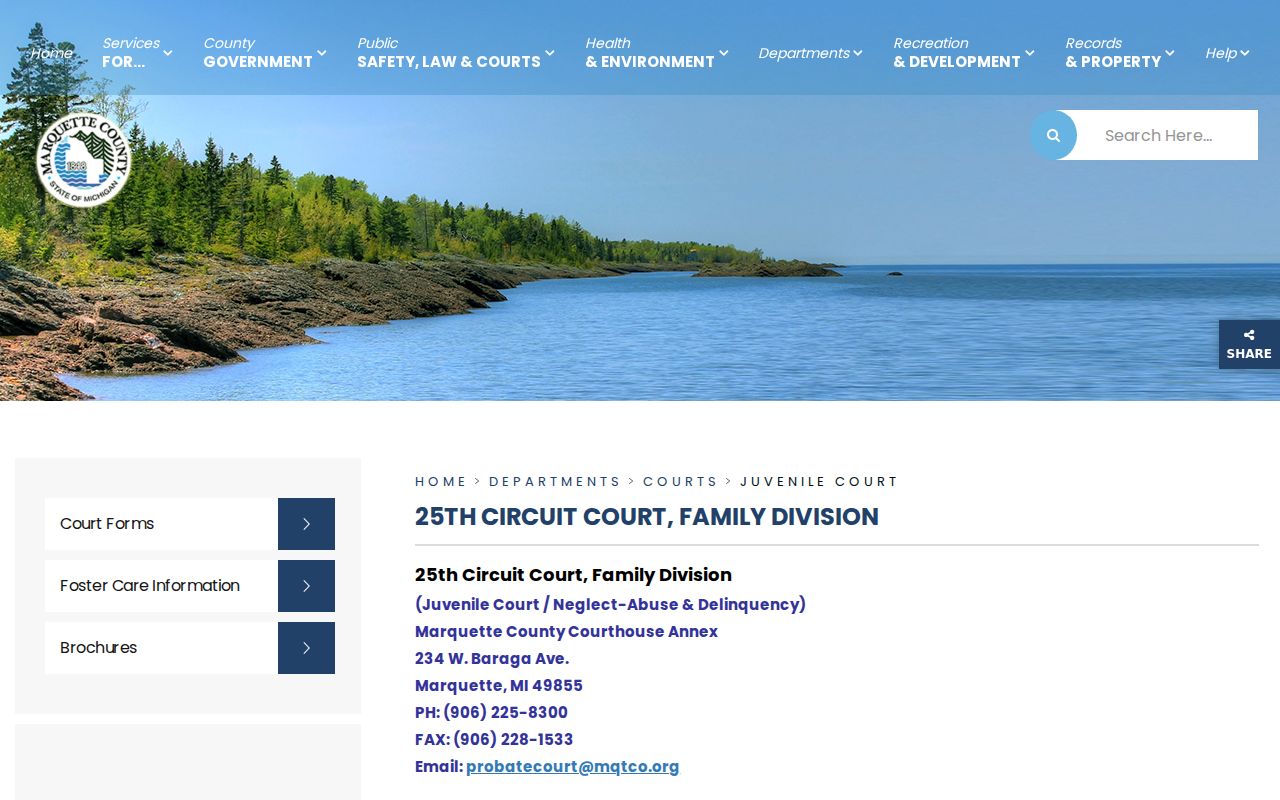 Marquette County court docket juvenile court public access information