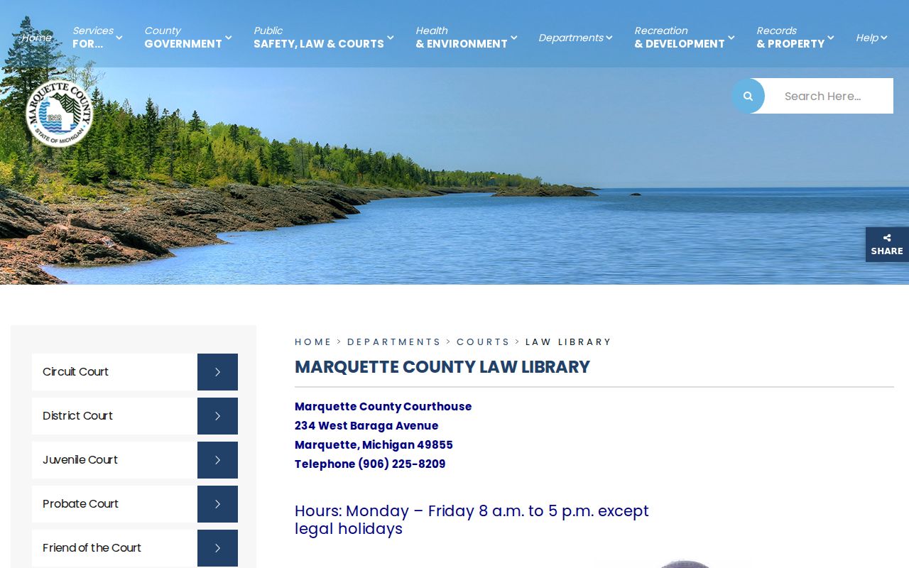 Marquette County court docket law library research terminal