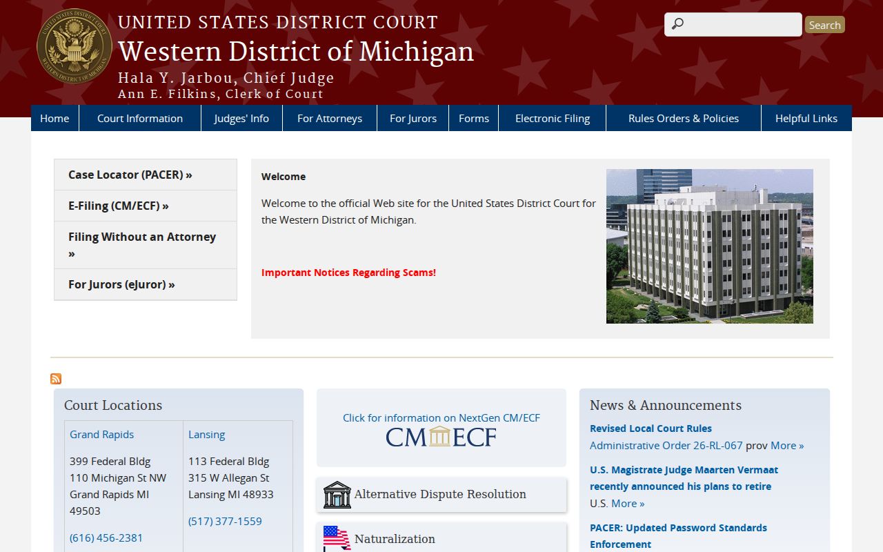 Marquette County court docket federal Northern Division location