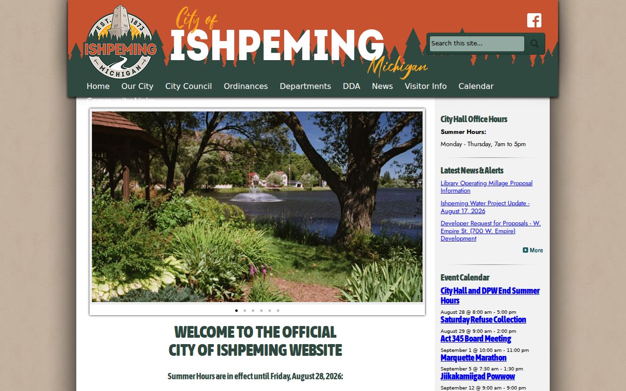 Ishpeming court docket city records and City Hall context