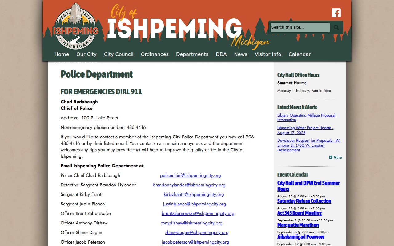 Ishpeming court docket police enforcement context